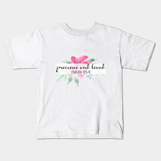 Precious and loved watercolor christian Art Kids T-Shirt by Harpleydesign